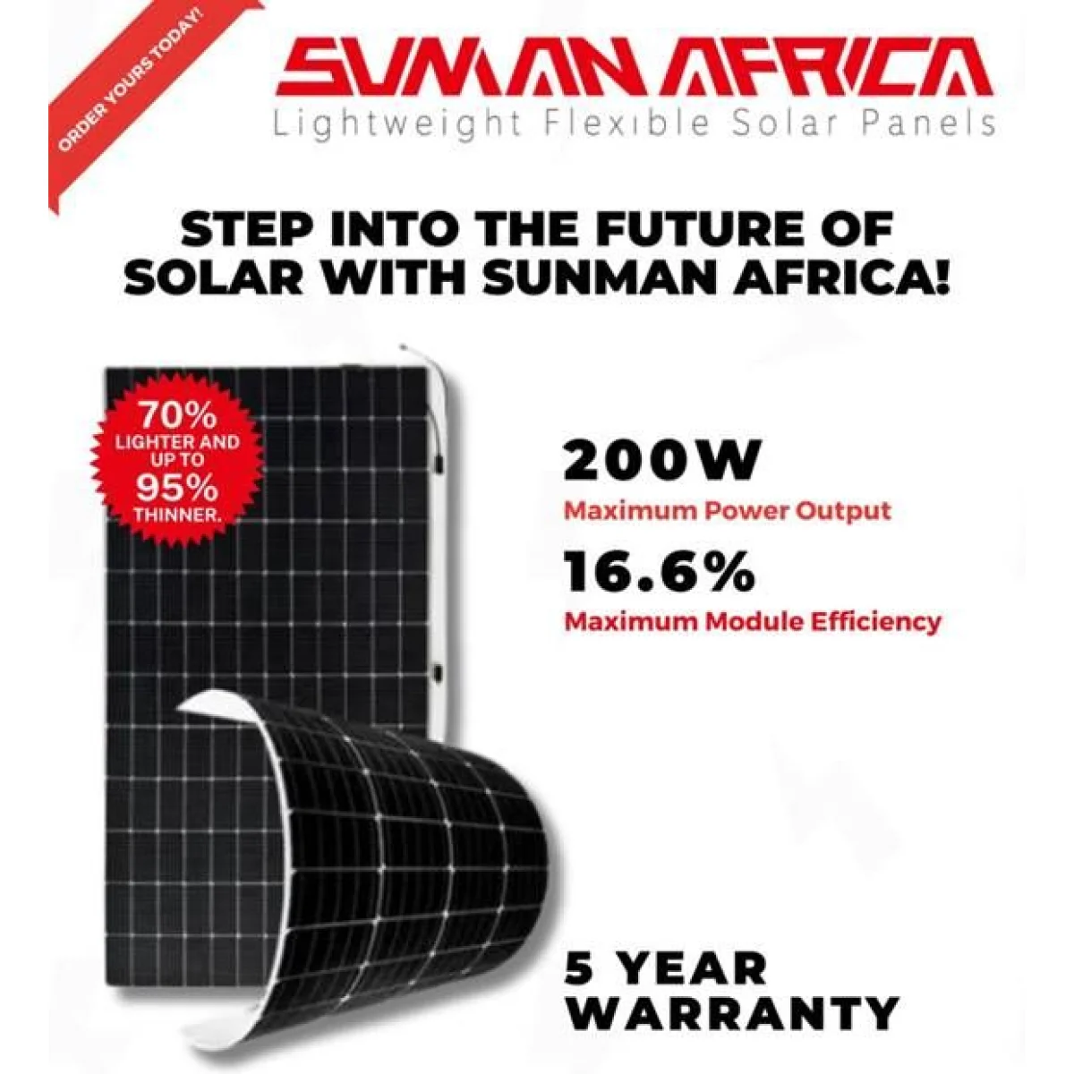 Sunman e ARC Flexible Balcony Solar Panel 200W